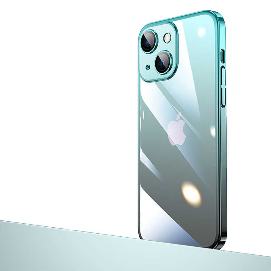 Apple iPhone 14 Plus Kılıf Parlak Renk Geçişli Kamera Korumalı Zore Senkron Kapak Mavi-Siyah
