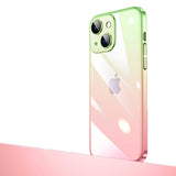 Apple iPhone 14 Plus Kılıf Parlak Renk Geçişli Kamera Korumalı Zore Senkron Kapak Pembe-Yeşil