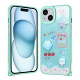 Apple iPhone 14 Plus Kılıf Parlayan Simli Kabartma Figürlü Zore Cevze Kapak Yeşil