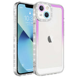 Apple iPhone 14 Plus Kılıf Simli ve Renk Geçiş Tasarımlı Lens Korumalı Zore Park Kapak Mavi-Mor