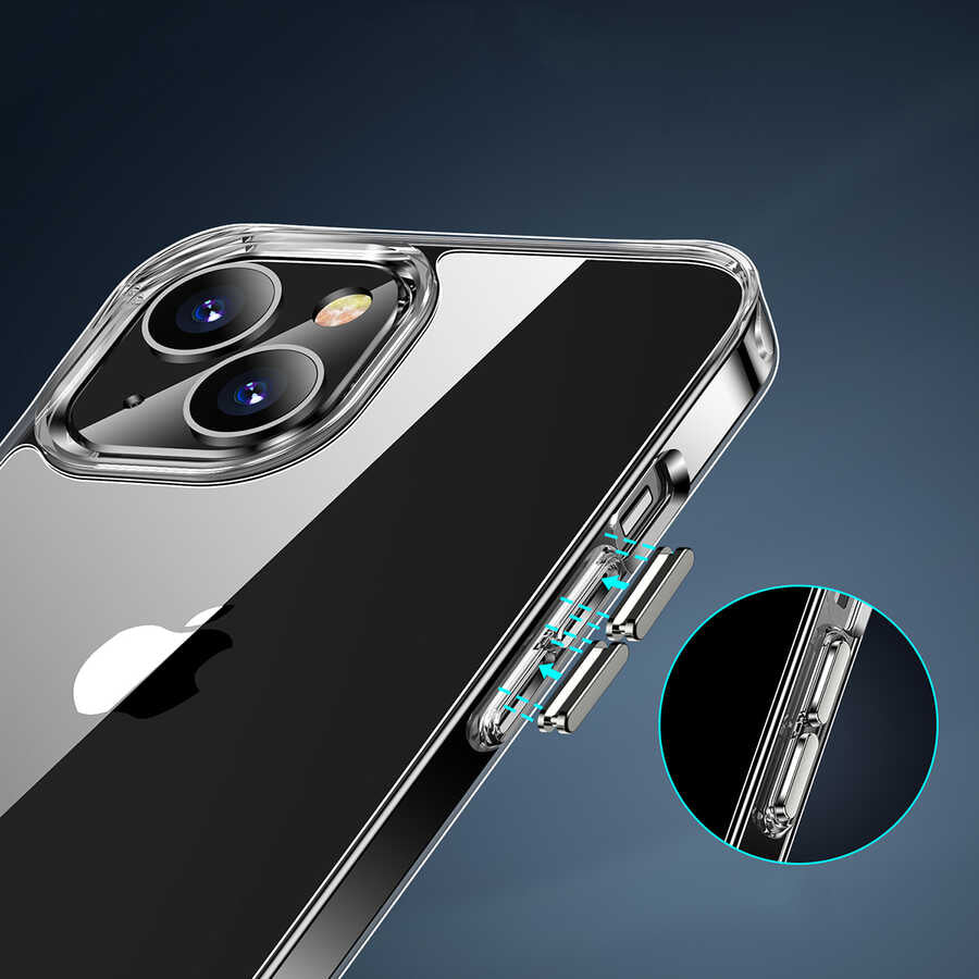 Apple iPhone 14 Plus Kılıf Standlı Şeffaf Silikon Zore L-Stand Kapak Renksiz