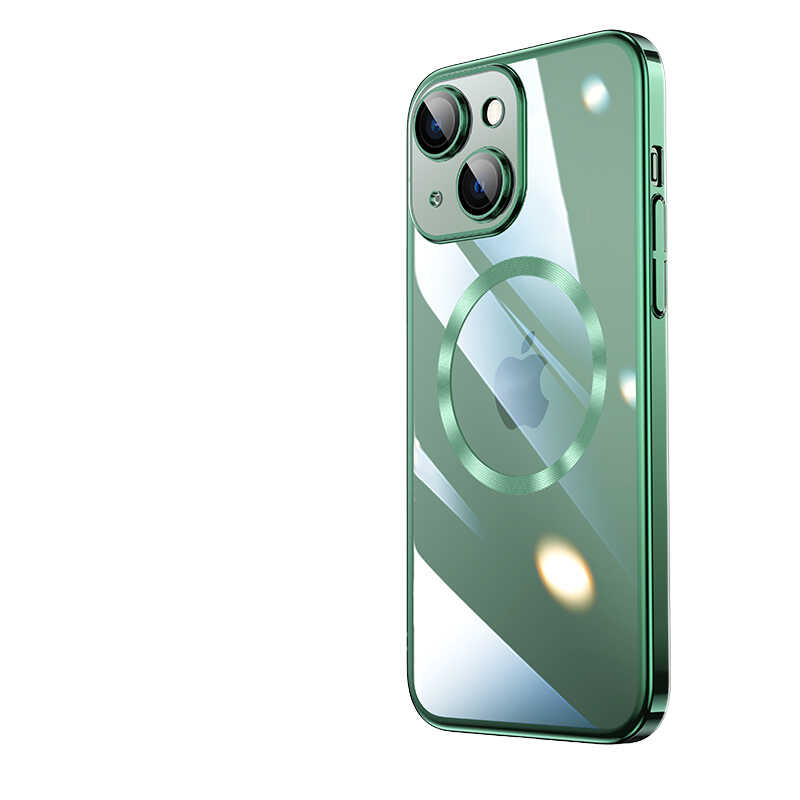 Apple iPhone 14 Plus Kılıf Wireless Şarj Özellikli Sert PC Zore Riksos M-safe Kapak Rose Gold
