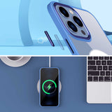 Apple iPhone 14 Plus Kılıf Wireless Şarj Özellikli Zore Krom M-safe Silikon Kapak Lila