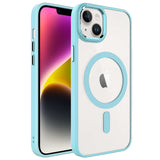 Apple iPhone 14 Plus Kılıf Wireless Şarj Özellikli Zore Krom M-safe Silikon Kapak Lila