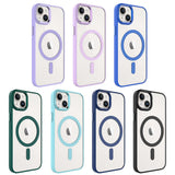 Apple iPhone 14 Plus Kılıf Wireless Şarj Özellikli Zore Krom M-safe Silikon Kapak Lila
