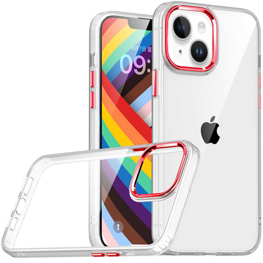 Apple iPhone 14 Plus Kılıf Zore Flora Kapak Kırmızı