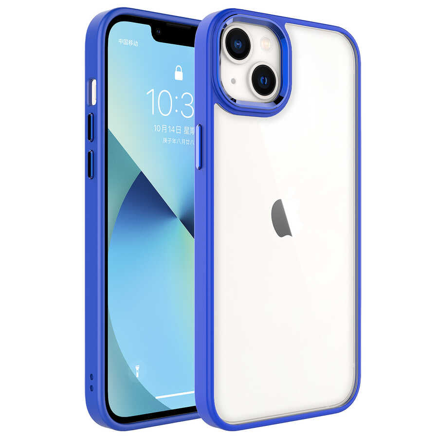 Apple iPhone 14 Plus Kılıf Zore Krom Kapak Lacivert