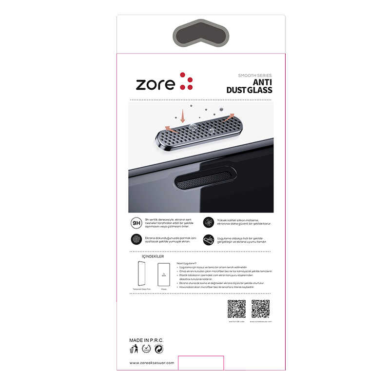 Apple iPhone 14 Pro Ahize Toz Önleyici Zore Anti-Dust Temperli Ekran Koruyucu Siyah