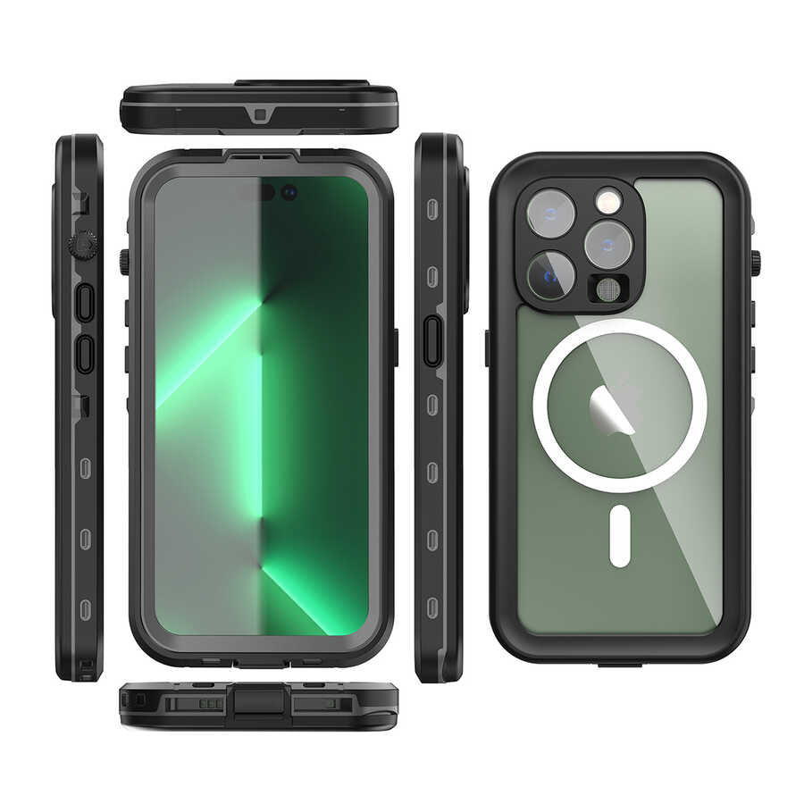 Apple iPhone 14 Pro Kılıf 1-1 Su Geçirmez Kılıf Siyah