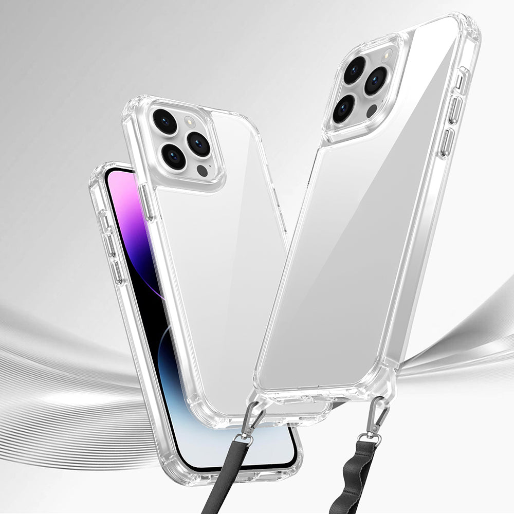 Apple iPhone 14 Pro Kılıf Airbagli Takılabilir Askı Aparatlı Zore Snap Silikon Kapak Şeffaf