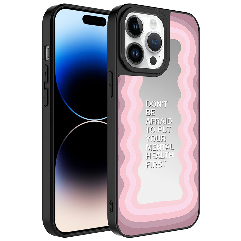 Apple iPhone 14 Pro Kılıf Aynalı Desenli Kamera Korumalı Parlak Zore Mirror Kapak Dallar