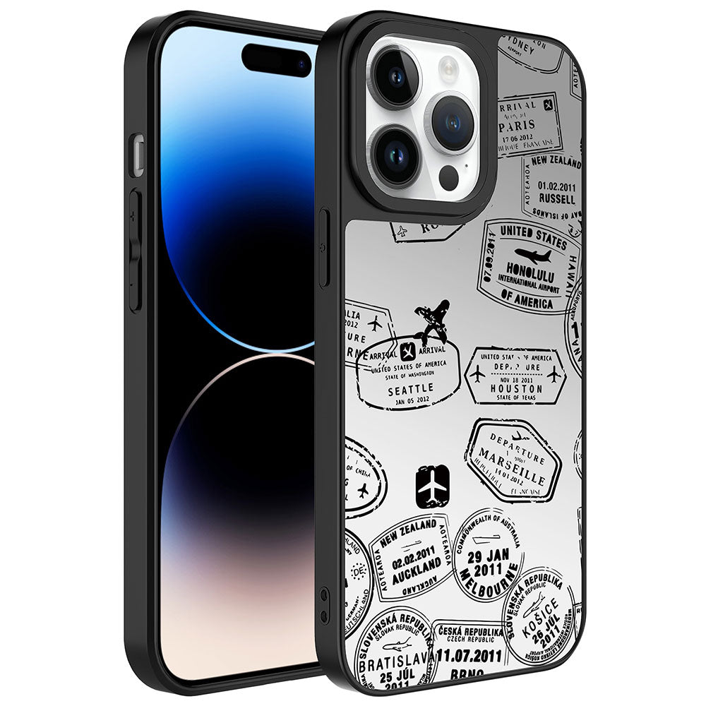 Apple iPhone 14 Pro Kılıf Aynalı Desenli Kamera Korumalı Parlak Zore Mirror Kapak Seyahat