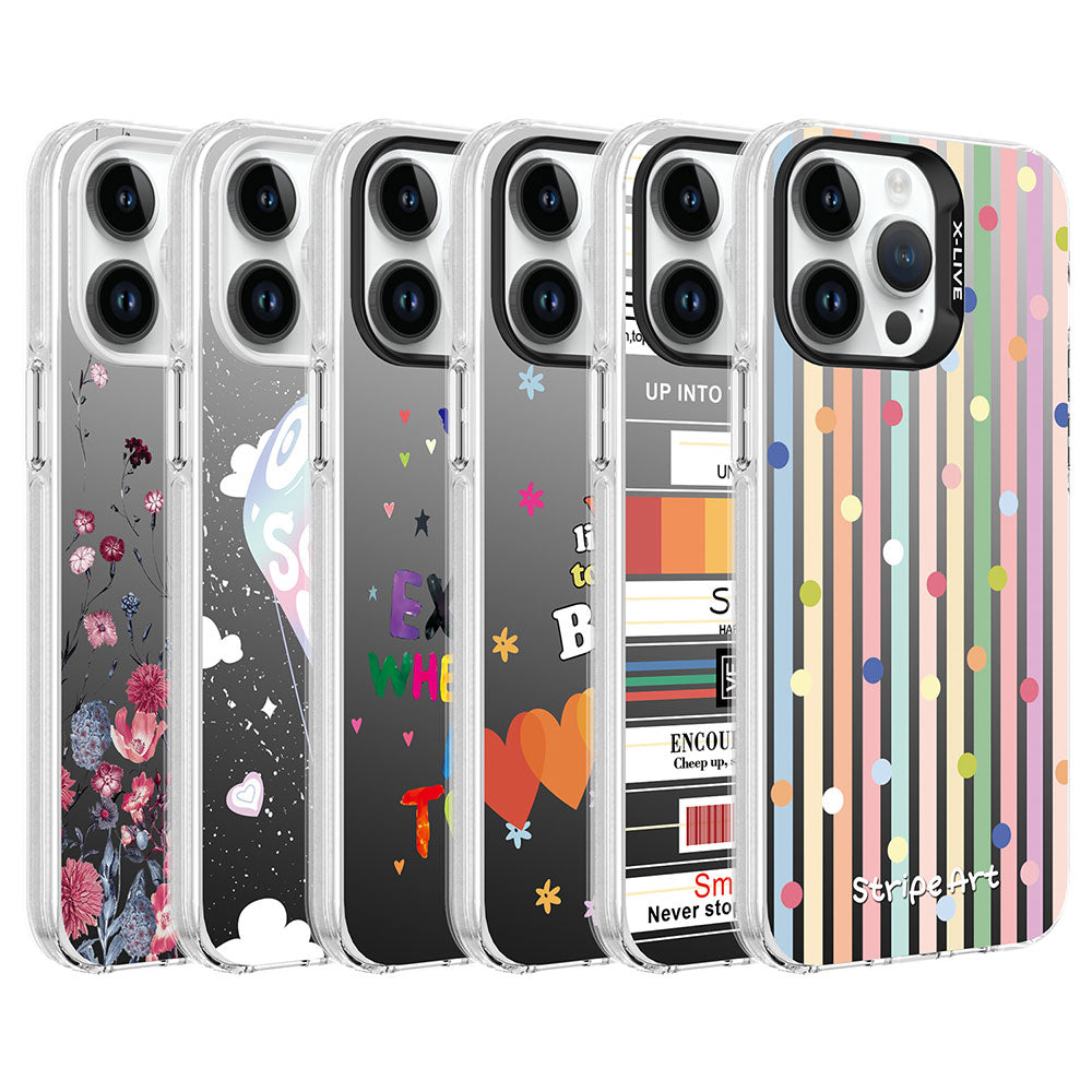 Apple iPhone 14 Pro Kılıf Desenli Zore Silver Sert Kapak Noktalar