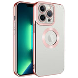 Apple iPhone 14 Pro Kılıf Kamera Korumalı Logo Gösteren Zore Omega Kapak Rose Gold