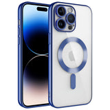 Apple iPhone 14 Pro Kılıf Kamera Korumalı M-safe Wireless Şarj Özellikli Zore Demre Kapak Sierra Mavi