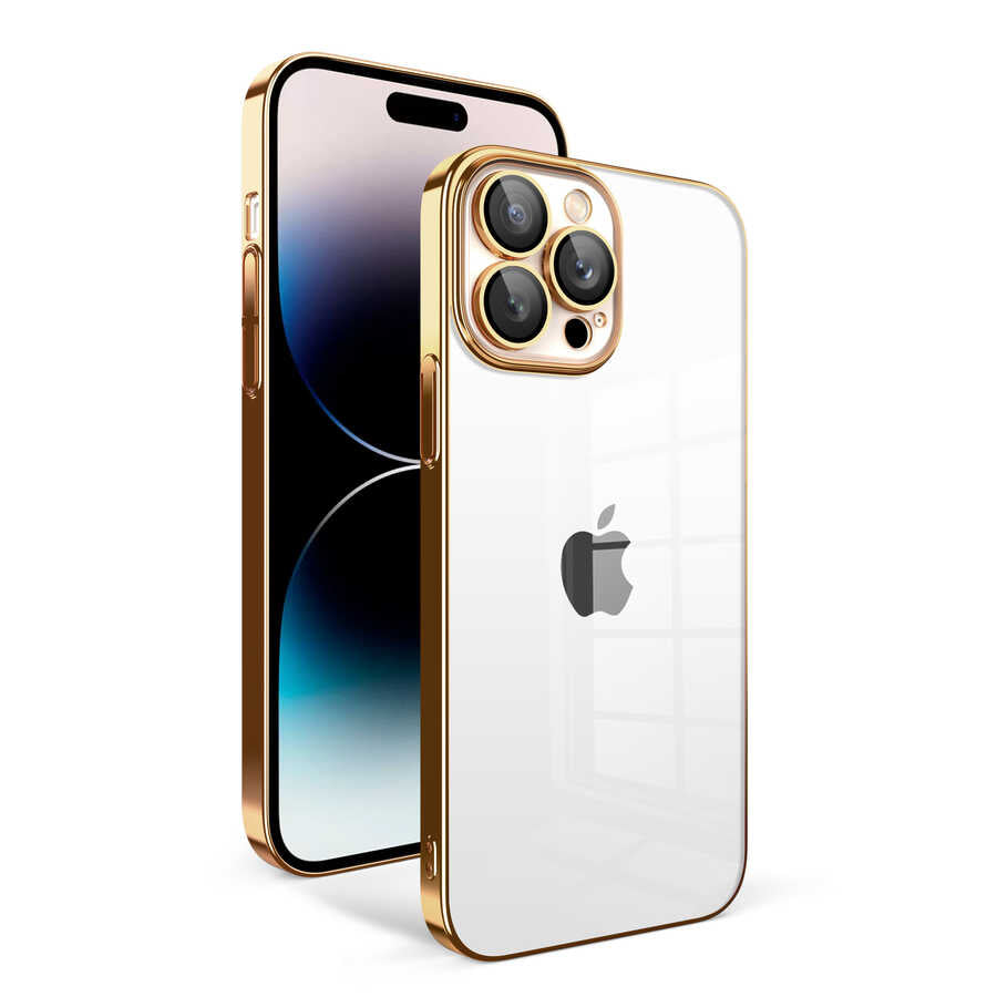 Apple iPhone 14 Pro Kılıf Kamera Korumalı Renkli Çerçeveli Zore Garaj Kapak Koyu Mor