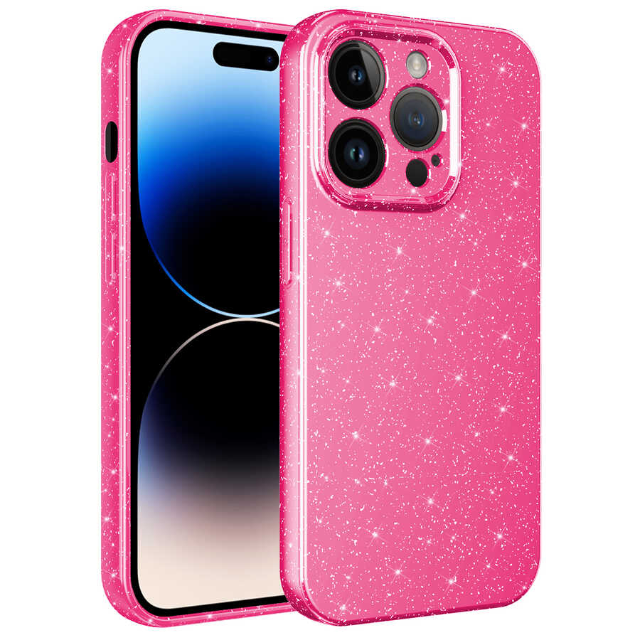 Apple iPhone 14 Pro Kılıf Kamera Korumalı Simli Lüks Zore Koton Kapak Gri