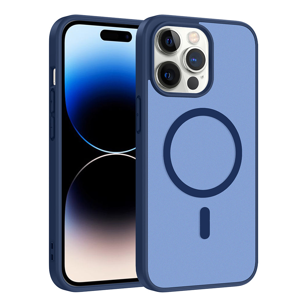 Apple iPhone 14 Pro Kılıf M-safe Şarj Özellikli Babet Kapak Mavi