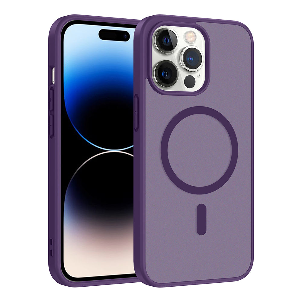 Apple iPhone 14 Pro Kılıf M-safe Şarj Özellikli Babet Kapak Derin Mor