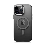 Apple iPhone 14 Pro Kılıf M-safe Şarj Özellikli Buzlu Sert PC Zore Tuval Kapak Siyah