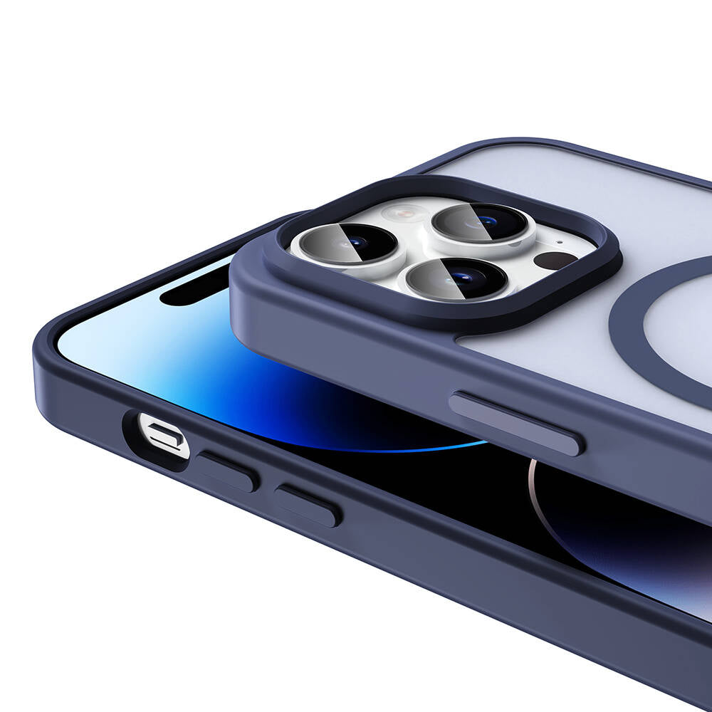 Apple iPhone 14 Pro Kılıf M-safe Şarj Özellikli Mat Arka Yüzey Zore Sio Kapak Lacivert