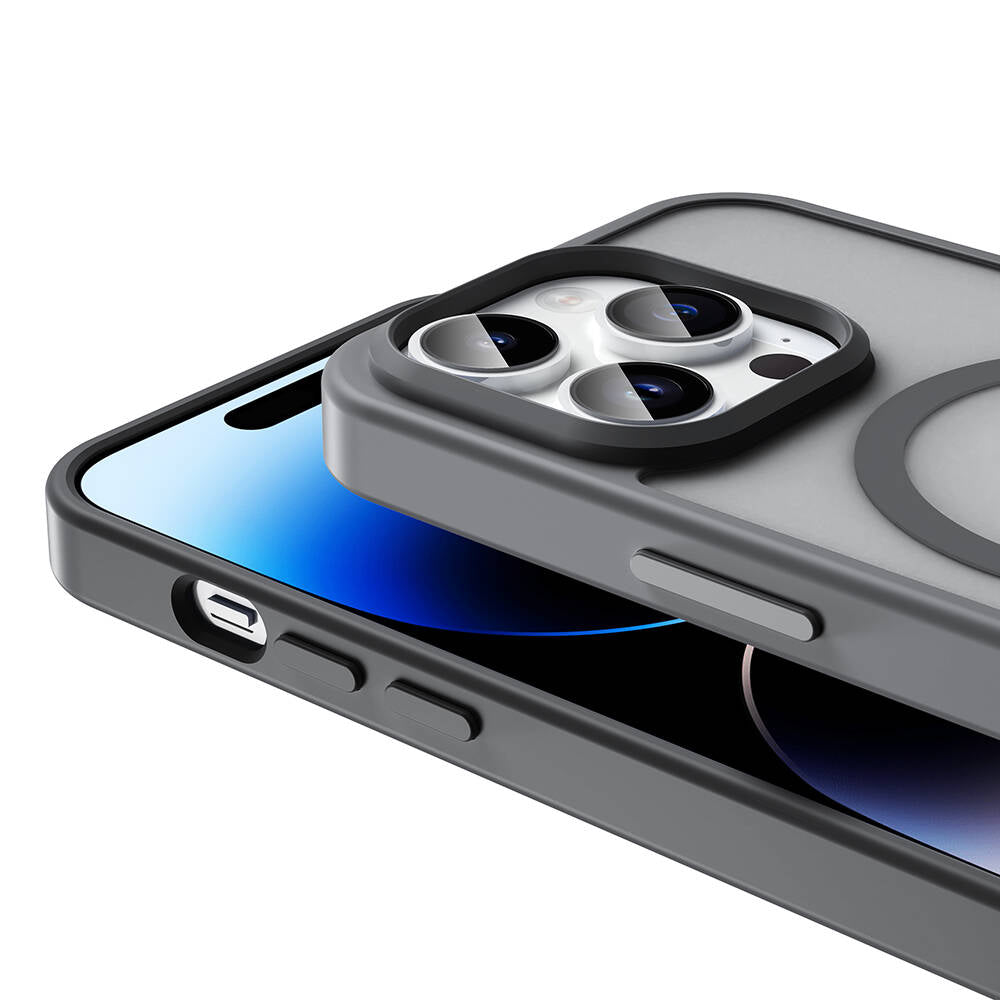 Apple iPhone 14 Pro Kılıf M-safe Şarj Özellikli Mat Arka Yüzey Zore Sio Kapak Gri