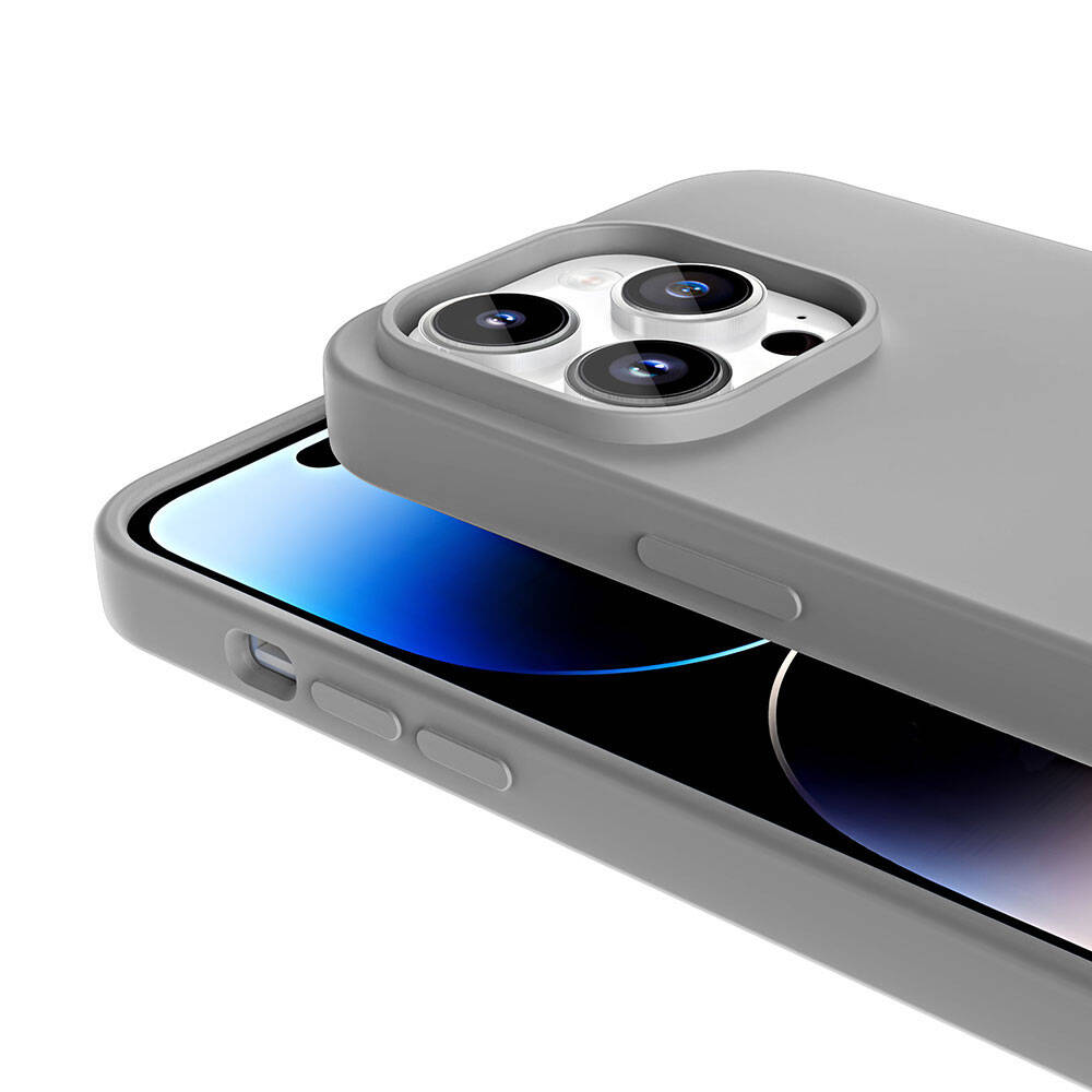 Apple iPhone 14 Pro Kılıf M-safe Şarj Özellikli Sıvı Teknolojili Silinebilir Sert Zore Kivi Kapak Derin Mor