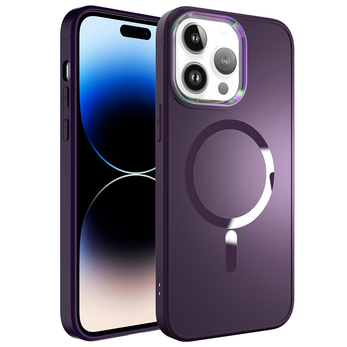 Apple iPhone 14 Pro Kılıf M-safe Wireless Şarj Özellikli Zore Stil Kapak Derin Mor