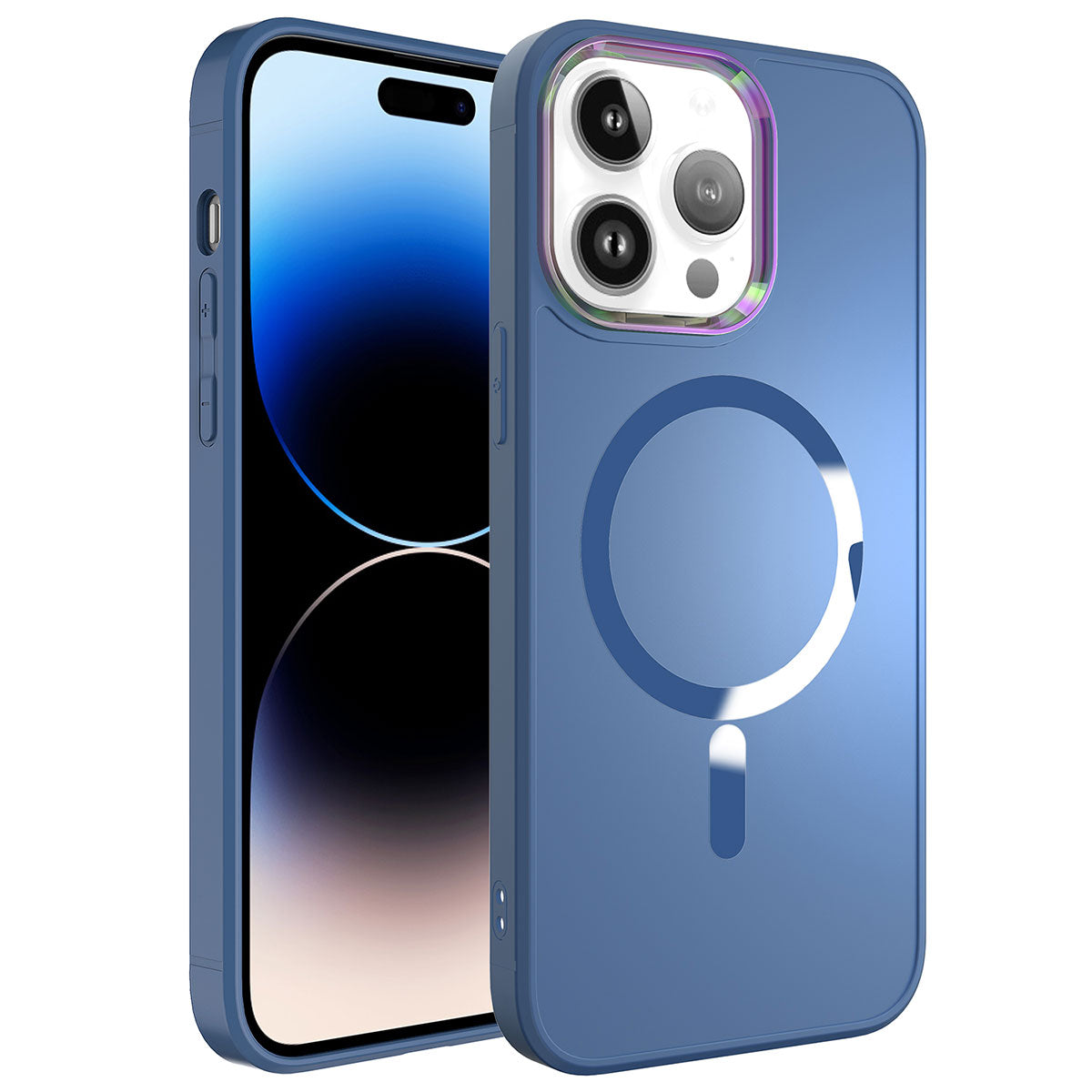 Apple iPhone 14 Pro Kılıf M-safe Wireless Şarj Özellikli Zore Stil Kapak Sierra Mavi
