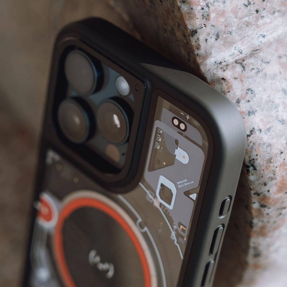 Apple iPhone 14 Pro Kılıf Özelleştirilebilir 3 Fonksiyonlu Bluetooth Bağlantılı Bitmo Lab Bangcase Akıllı M-safe Kapak Siyah