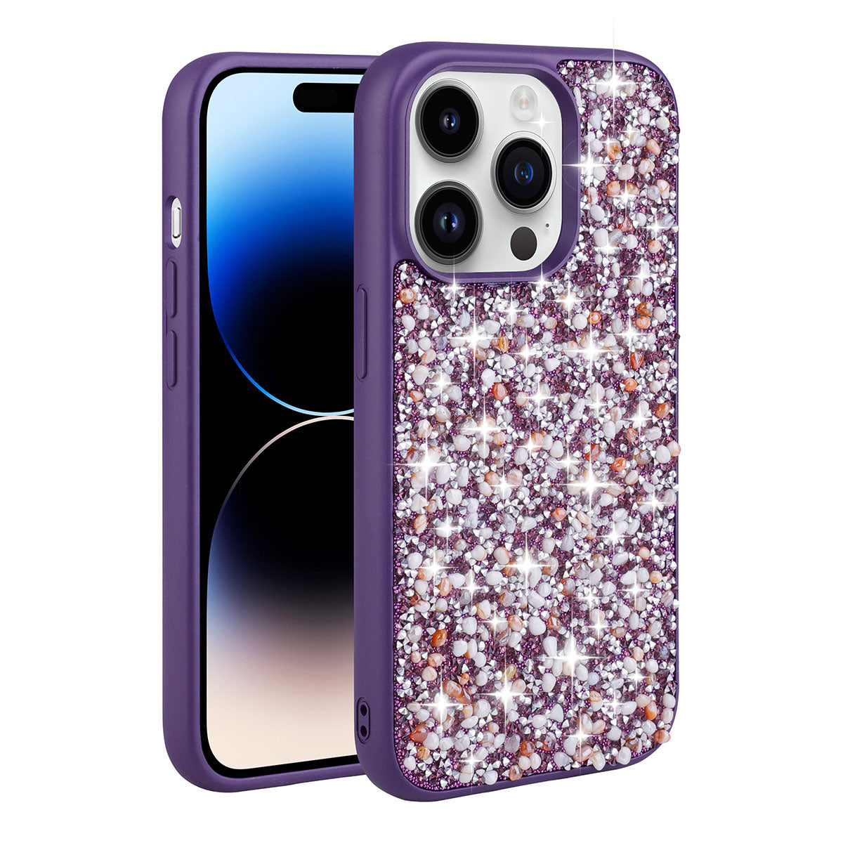 Apple iPhone 14 Pro Kılıf Parlak Taşlı Tasarım Zore Linea Kapak Siyah
