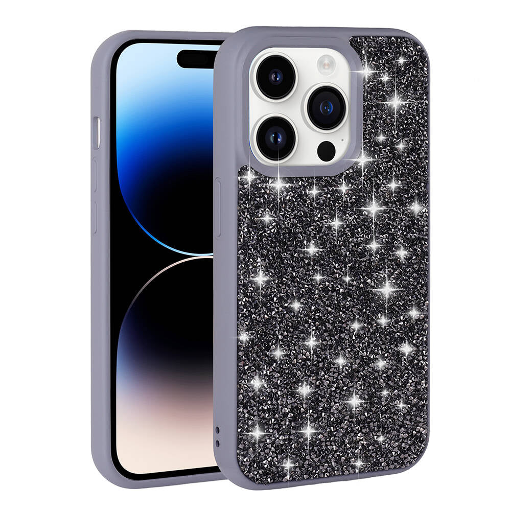 Apple iPhone 14 Pro Kılıf Parlak Taşlı Tasarım Zore Pırlanta Kapak Siyah