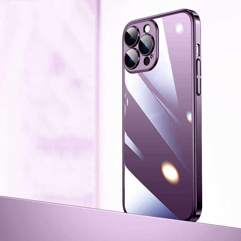 Apple iPhone 14 Pro Kılıf Sert PC Renkli Çerçeveli Zore Riksos Kapak Gold