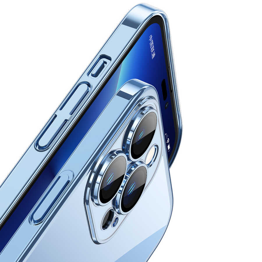 Apple iPhone 14 Pro Kılıf Sert PC Renkli Çerçeveli Zore Riksos Kapak Gold