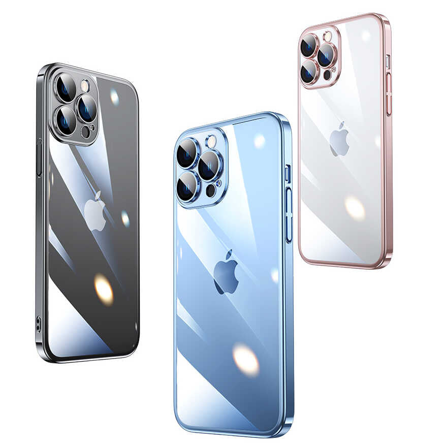 Apple iPhone 14 Pro Kılıf Sert PC Renkli Çerçeveli Zore Riksos Kapak Gold