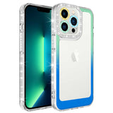 Apple iPhone 14 Pro Kılıf Simli ve Renk Geçiş Tasarımlı Lens Korumalı Zore Park Kapak Beyaz-Pembe