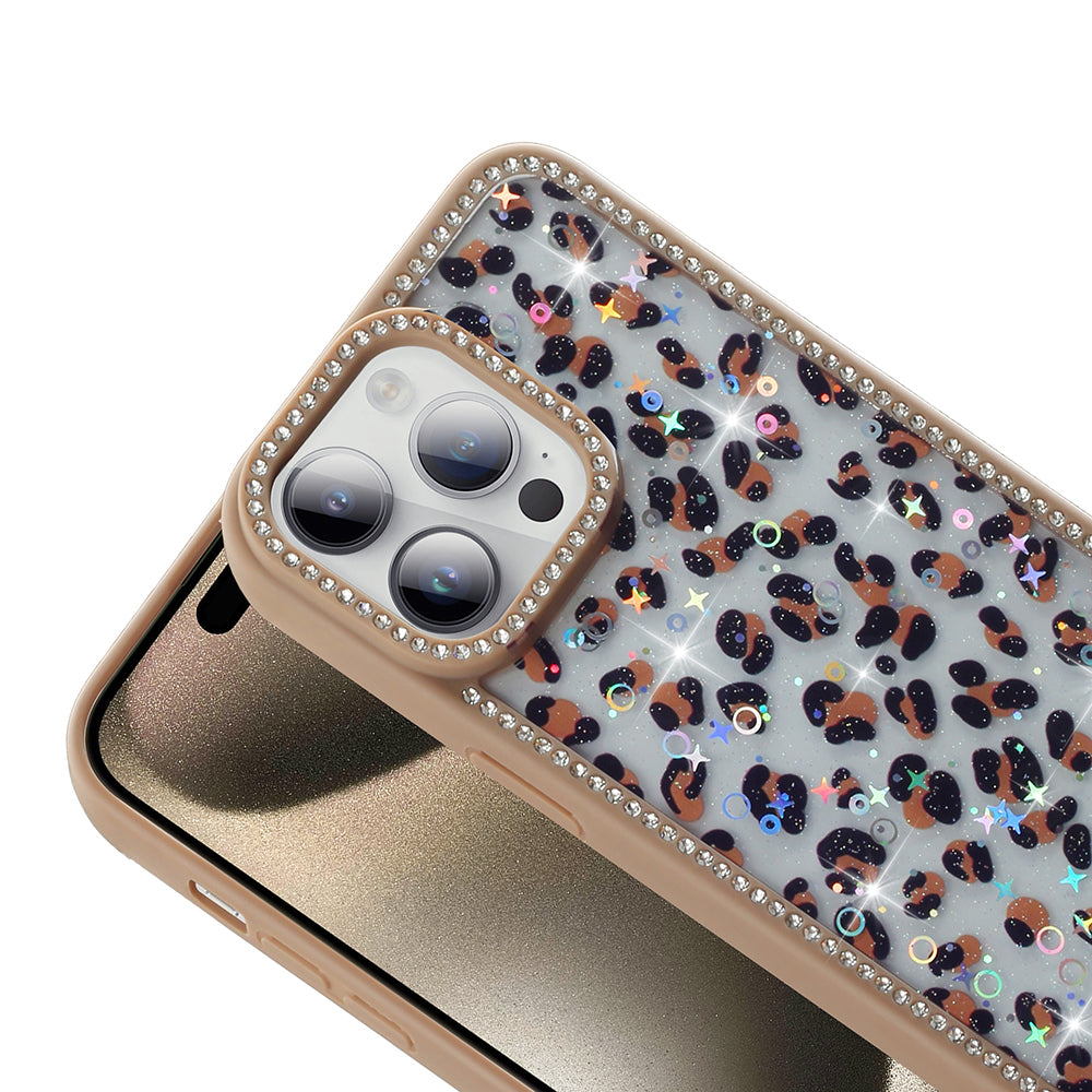 Apple iPhone 14 Pro Kılıf Taşlı ve Simli Tasarım Zore Azra Kapak Gold
