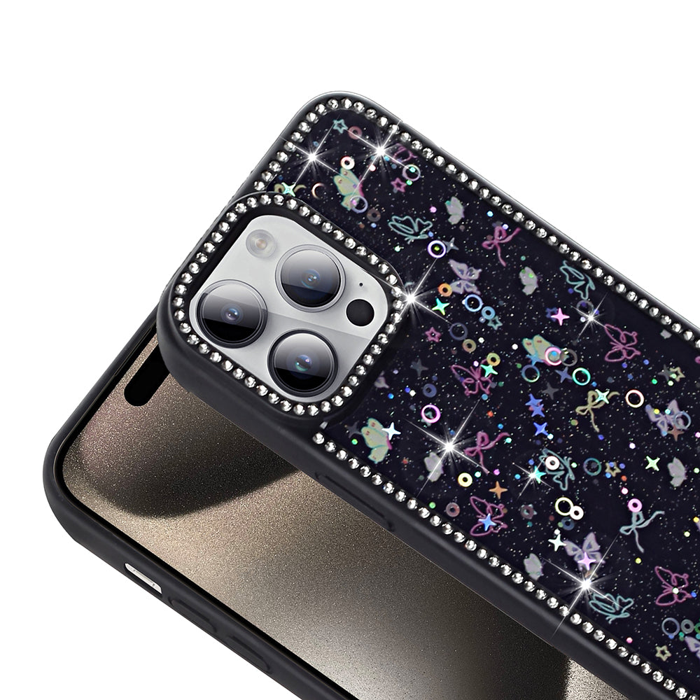 Apple iPhone 14 Pro Kılıf Taşlı ve Simli Tasarım Zore Azra Kapak Gold