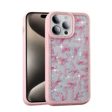 Apple iPhone 14 Pro Kılıf Taşlı ve Simli Tasarım Zore Azra Kapak Pembe