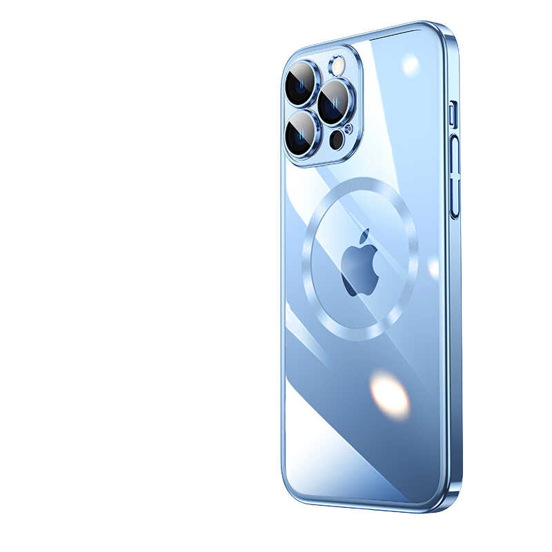 Apple iPhone 14 Pro Kılıf Wireless Şarj Özellikli Sert PC Zore Riksos M-safe Kapak Mavi