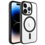Apple iPhone 14 Pro Kılıf Wireless Şarj Özellikli Zore Krom M-safe Silikon Kapak Siyah