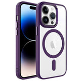 Apple iPhone 14 Pro Kılıf Wireless Şarj Özellikli Zore Krom M-safe Silikon Kapak Derin Mor