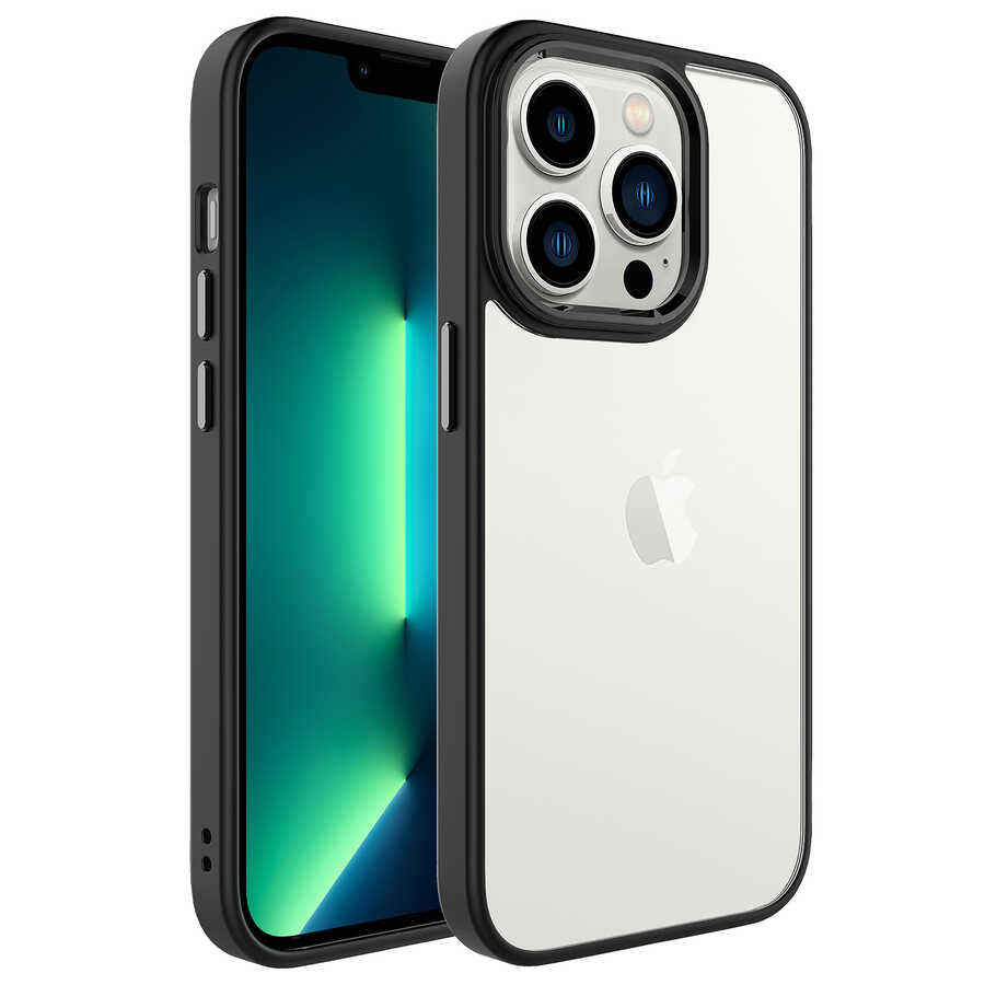 Apple iPhone 14 Pro Kılıf Zore Krom Kapak Siyah