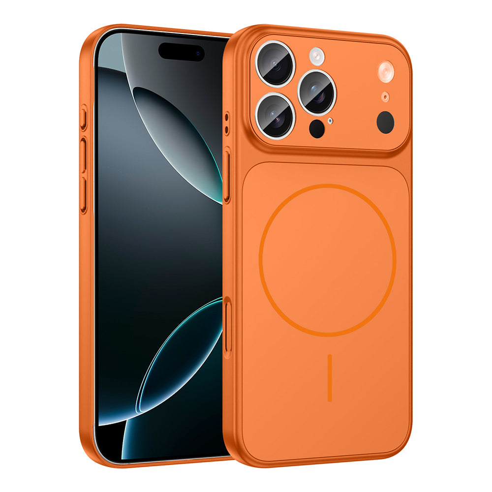 Apple iPhone 14 Pro Kılıf Zore M-Safe Şarj Özellikli Kamera Korumalı Formen Kapak Turuncu