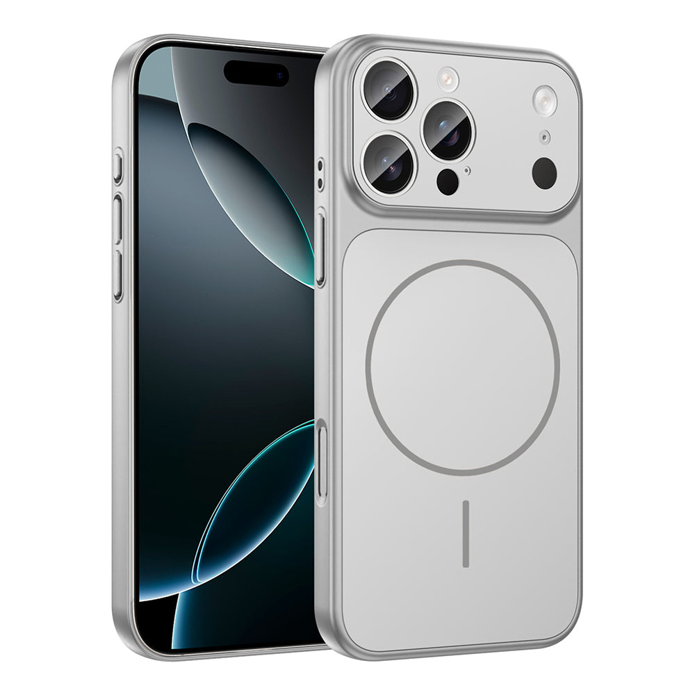 Apple iPhone 14 Pro Kılıf Zore M-Safe Şarj Özellikli Kamera Korumalı Formen Kapak Gümüş