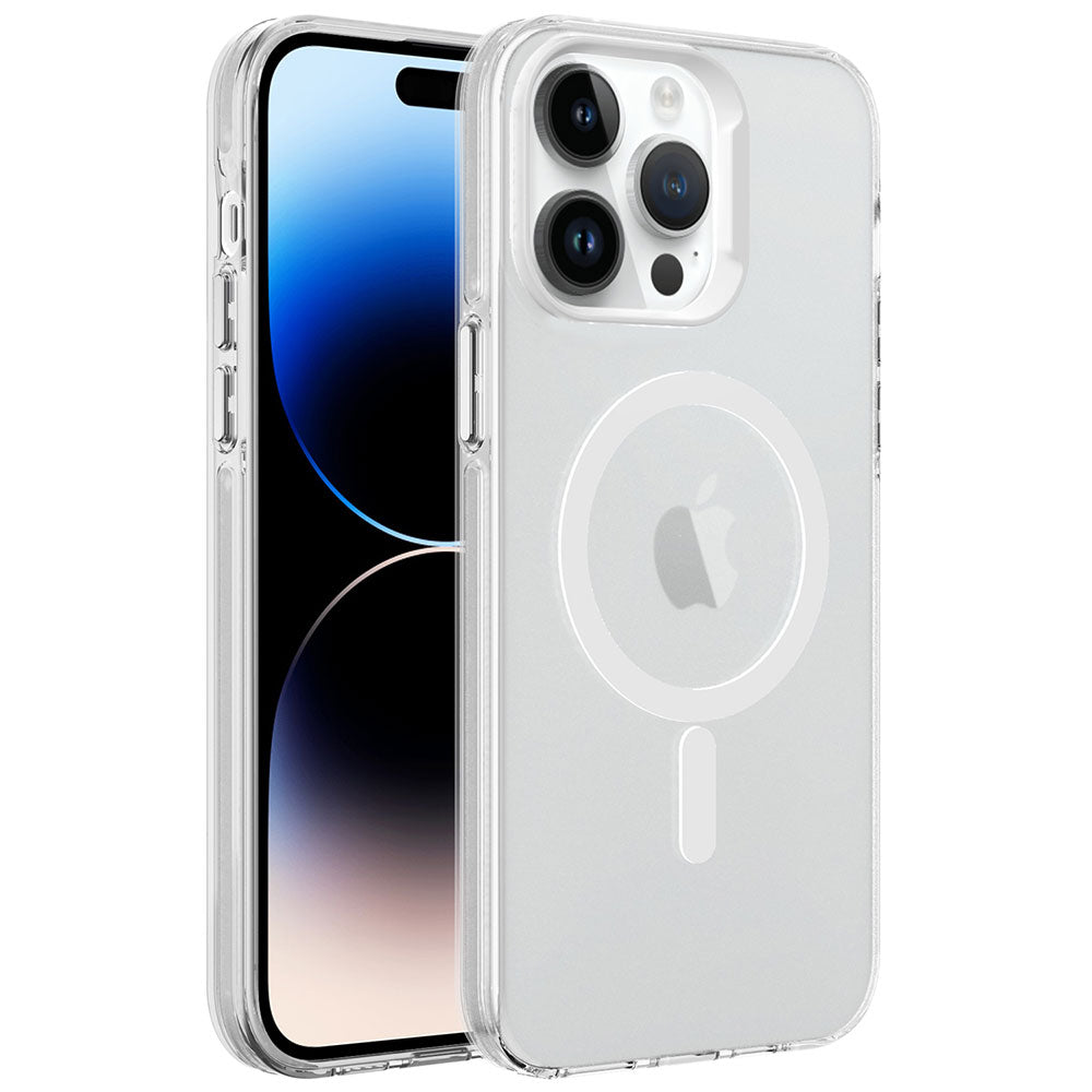 Apple iPhone 14 Pro Kılıf Zore M-safe Şarj Özellikli Buzlu Transparan C-Pro Sert Kapak Renksiz