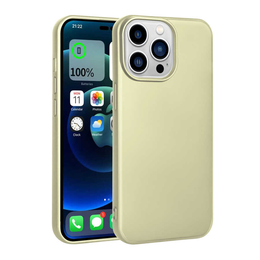Apple iPhone 14 Pro Kılıf Zore Premier Silikon Kapak Gold
