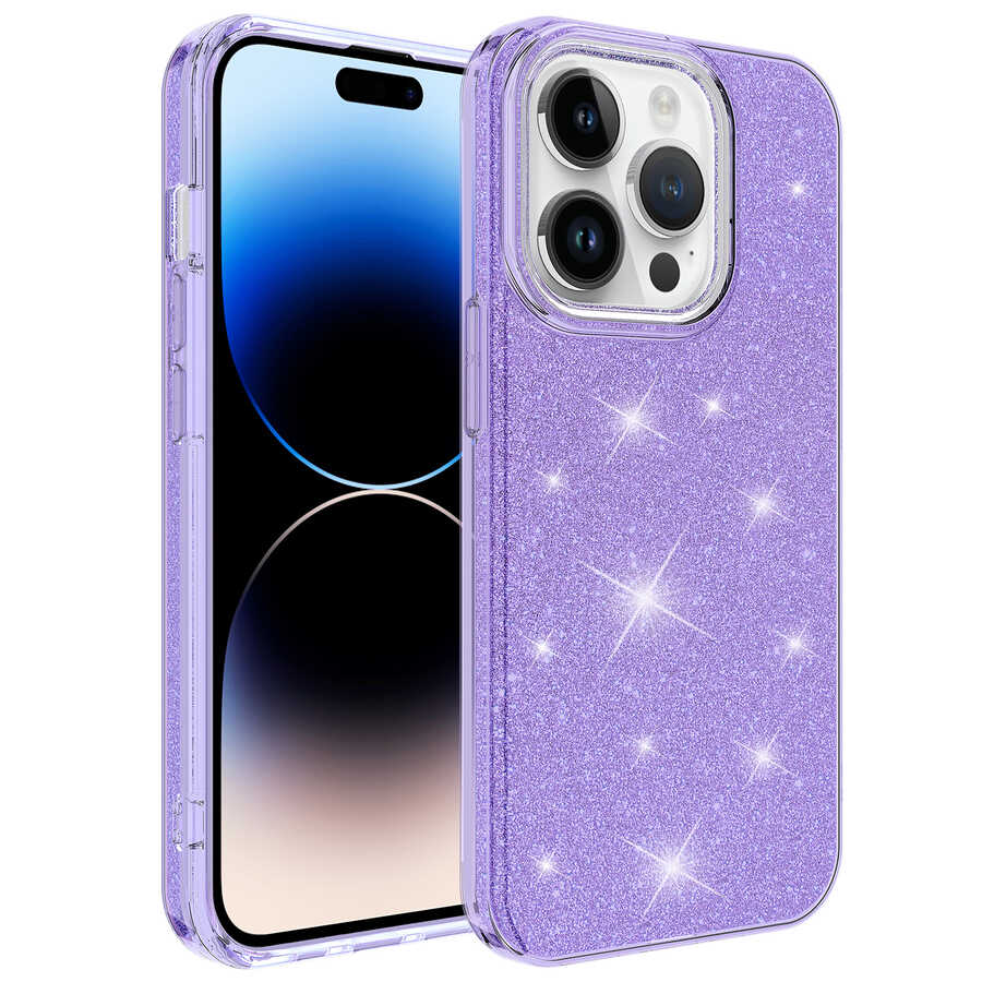 Apple iPhone 14 Pro Kılıf Zore Shining Silikon Mor