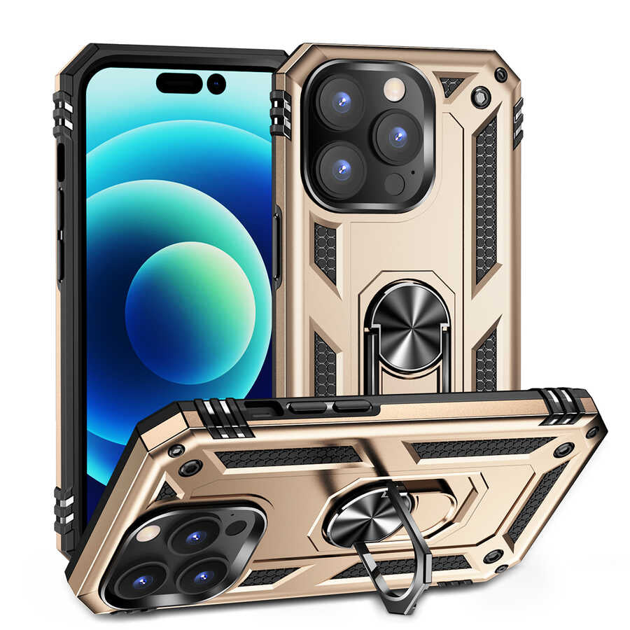 Apple iPhone 14 Pro Kılıf Zore Vega Kapak Gold