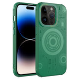 Apple iPhone 14 Pro Kılıf Zore Wireless Şarj Özellikli Desenli Hot Kapak Koyu Yeşil